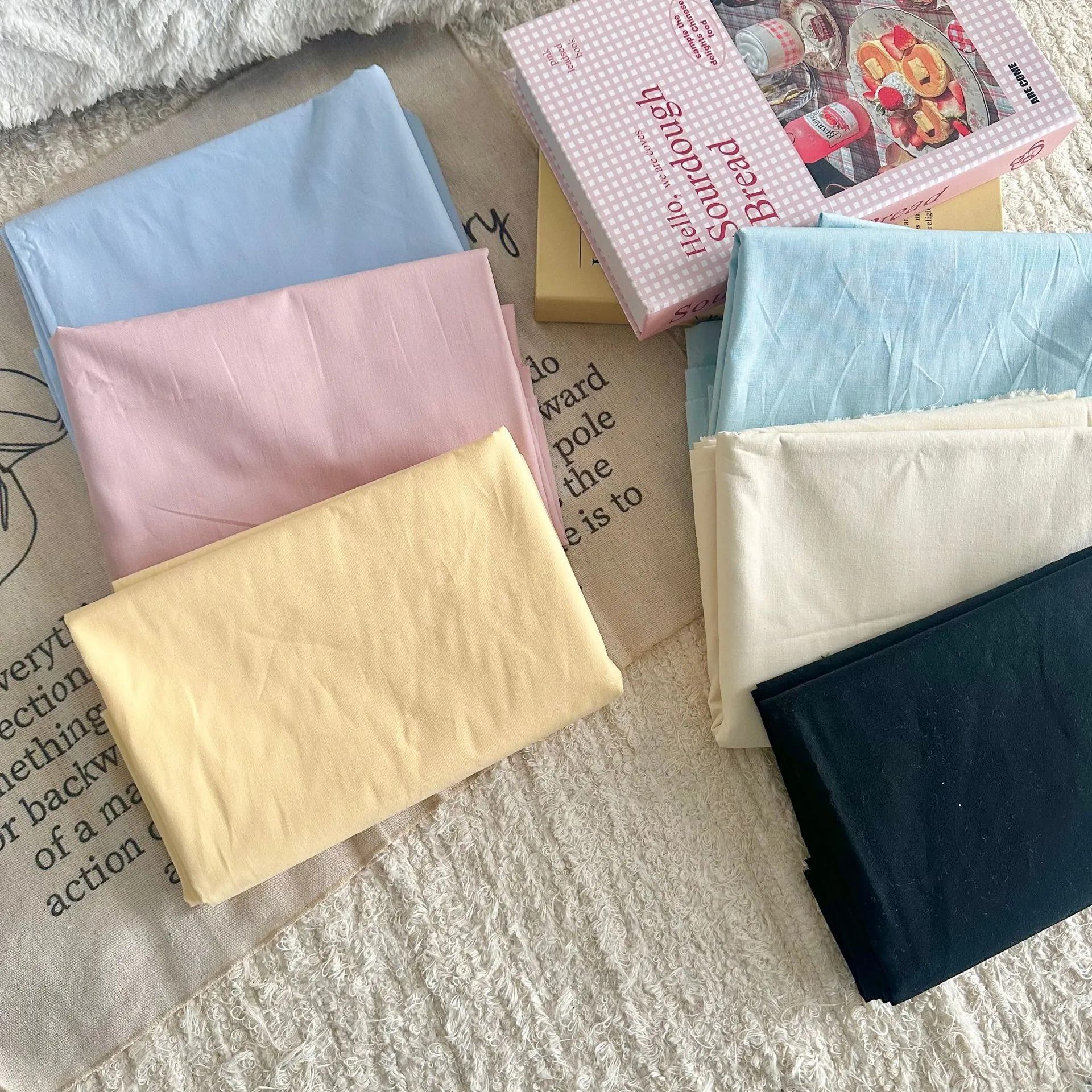 Pure Cotton Fabric Solid Color High Density Washable Cloth for Clothing, Women's Fashion, Handmade Bags, and DIY Projects thumbnail 2