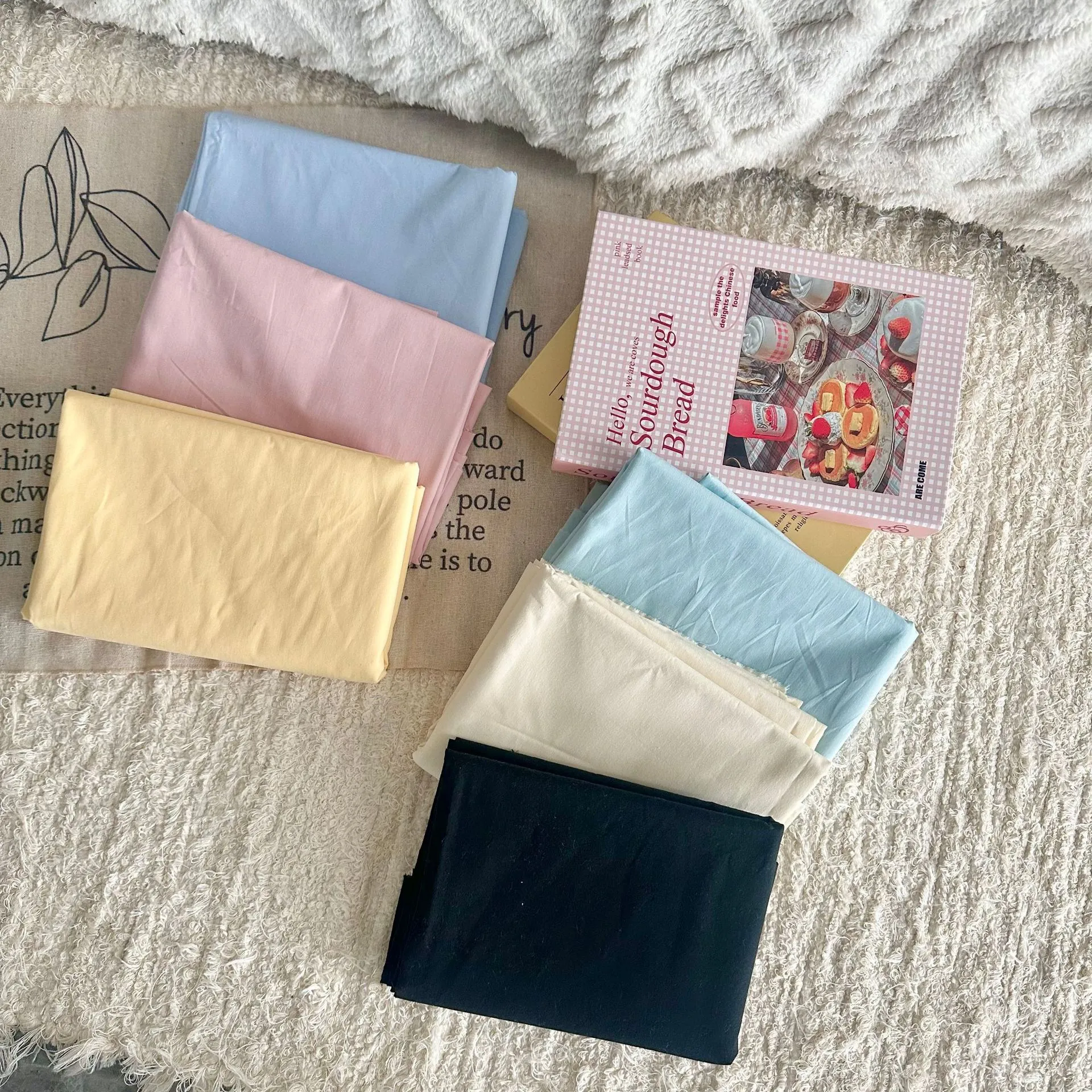 Pure Cotton Fabric Solid Color High Density Washable Cloth for Clothing, Women's Fashion, Handmade Bags, and DIY Projects thumbnail 4