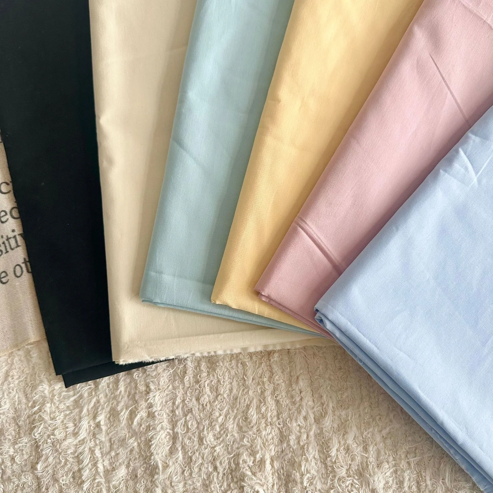 Pure Cotton Fabric Solid Color High Density Washable Cloth for Clothing, Women's Fashion, Handmade Bags, and DIY Projects thumbnail 3