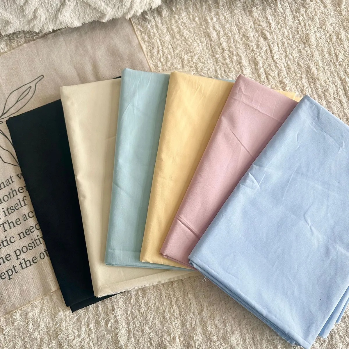 Pure Cotton Fabric Solid Color High Density Washable Cloth for Clothing, Women's Fashion, Handmade Bags, and DIY Projects showcase 2