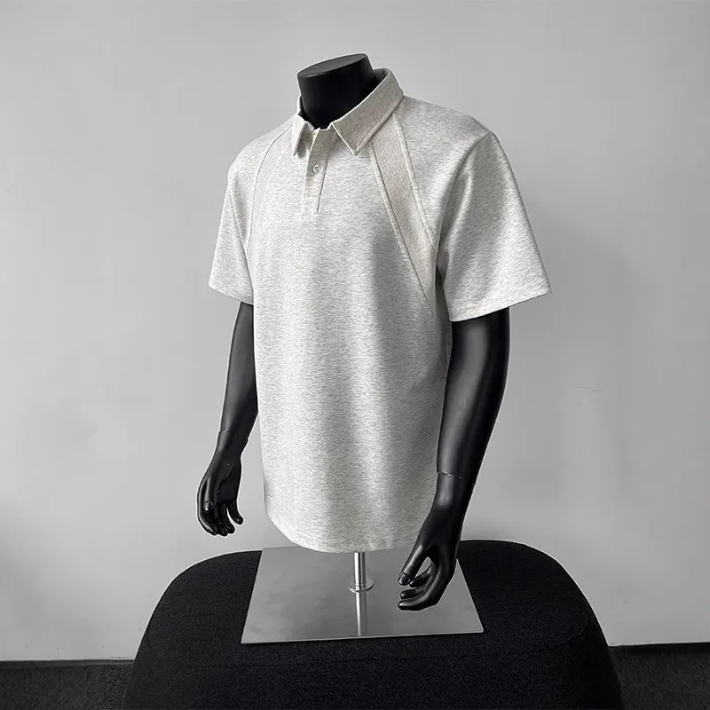 Men's American Style Polo Shirt - Regular Fit Short Sleeve Heavyweight T-Shirt with Turn-Down Collar & Raglan Sleeves - Trendy Summer Top thumbnail 1