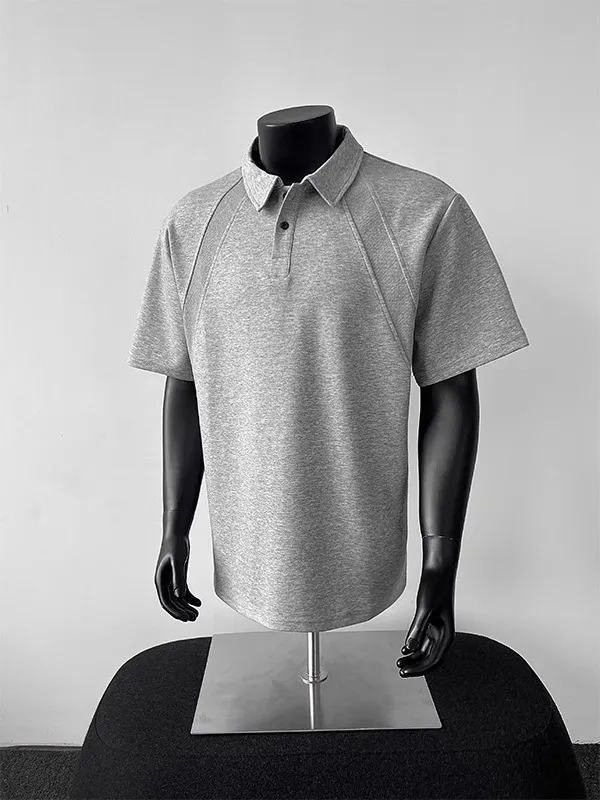 Men's American Style Polo Shirt - Regular Fit Short Sleeve Heavyweight T-Shirt with Turn-Down Collar & Raglan Sleeves - Trendy Summer Top thumbnail 8