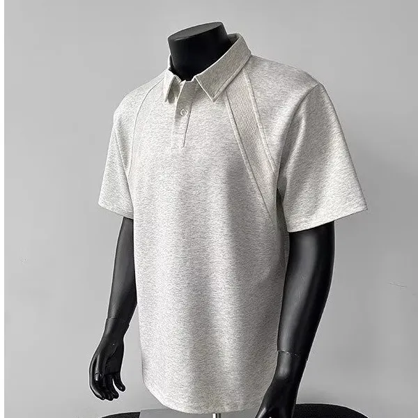 Men's American Style Polo Shirt - Regular Fit Short Sleeve Heavyweight T-Shirt with Turn-Down Collar & Raglan Sleeves - Trendy Summer Top thumbnail 7