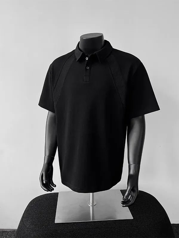 Men's American Style Polo Shirt - Regular Fit Short Sleeve Heavyweight T-Shirt with Turn-Down Collar & Raglan Sleeves - Trendy Summer Top thumbnail 6