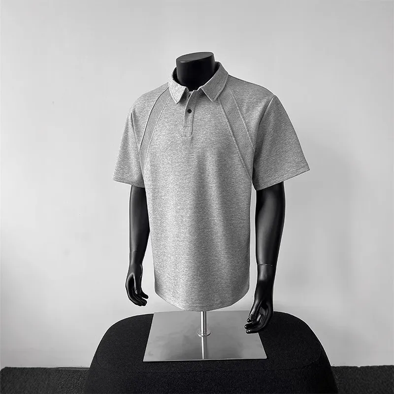 Men's American Style Polo Shirt - Regular Fit Short Sleeve Heavyweight T-Shirt with Turn-Down Collar & Raglan Sleeves - Trendy Summer Top thumbnail 2