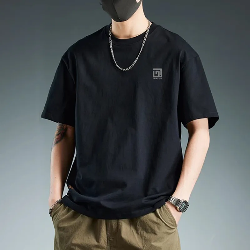 Men's Summer T-Shirt Short Sleeve Pure Cotton Loose Fit Oversized Trendy Brand Design Comfortable Casual Tee for Men thumbnail 8