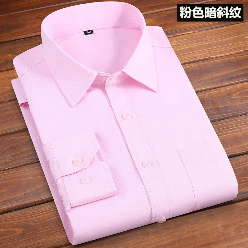 Men's White Long Sleeve Dress Shirt - Solid Color Korean Style Business Casual Non-Iron Cotton Shirt for Office, Work, and Everyday Wear thumbnail 6