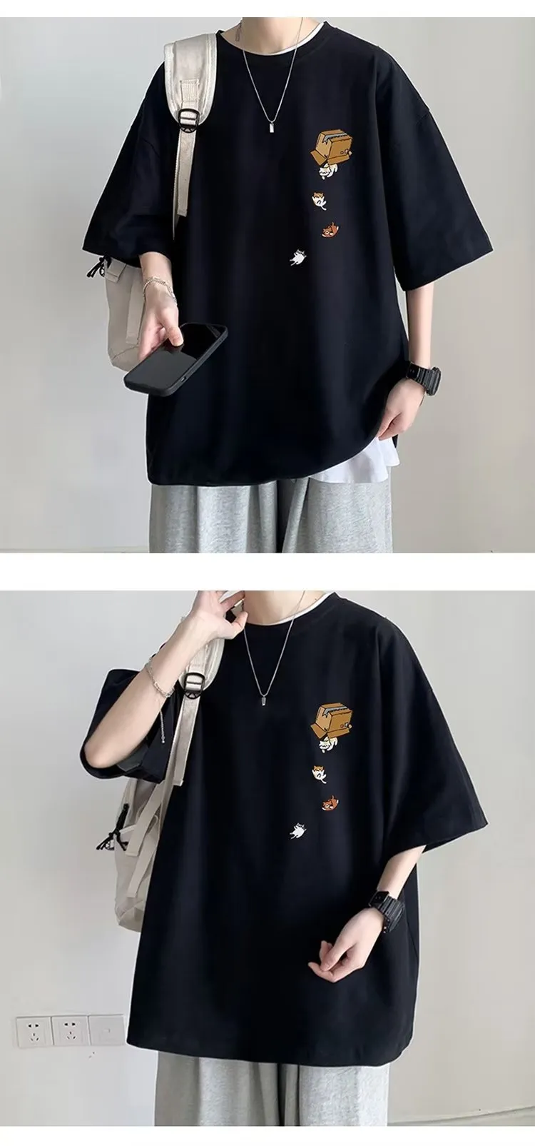 Men's Casual Short Sleeve T-Shirt - Loose Fit Summer Top - Breathable Cotton Blend - Stylish Half Sleeve Tee for Men showcase 11