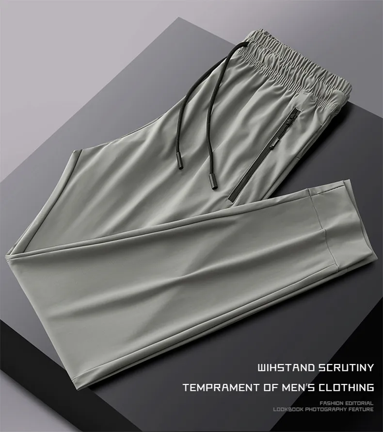 Men's Stretch Sports Pants - Summer Thin Ice Silk, Large Size, Straight Leg, Quick-Drying, Casual, Breathable Trousers for Active Wear showcase 12
