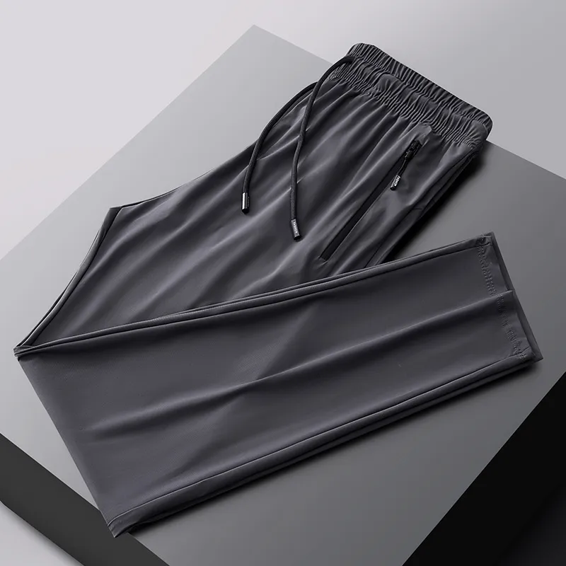 Men's Stretch Sports Pants - Summer Thin Ice Silk, Large Size, Straight Leg, Quick-Drying, Casual, Breathable Trousers for Active Wear thumbnail 7