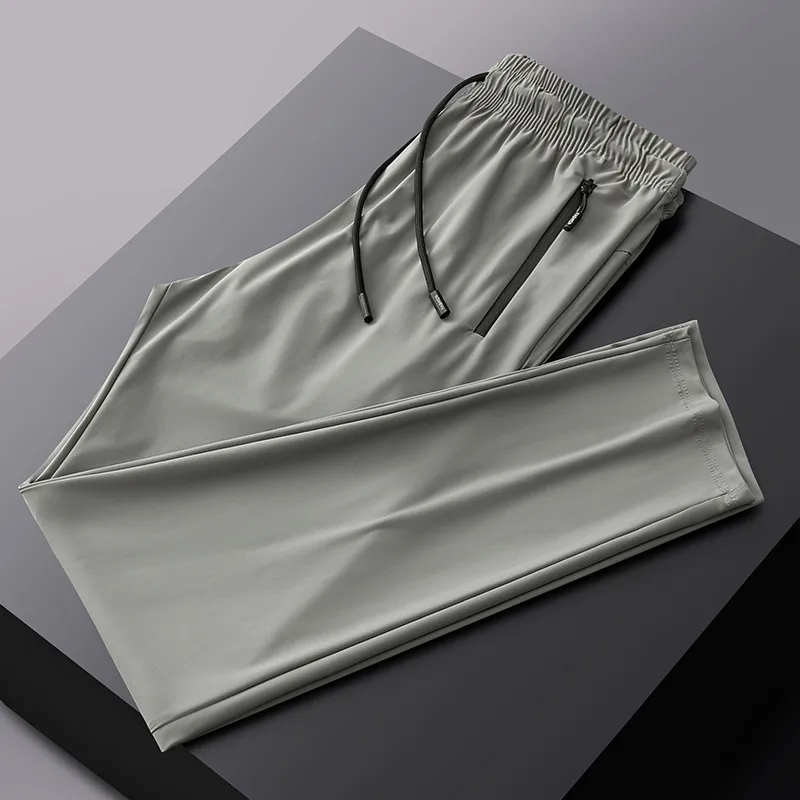 Men's Stretch Sports Pants - Summer Thin Ice Silk, Large Size, Straight Leg, Quick-Drying, Casual, Breathable Trousers for Active Wear thumbnail 9