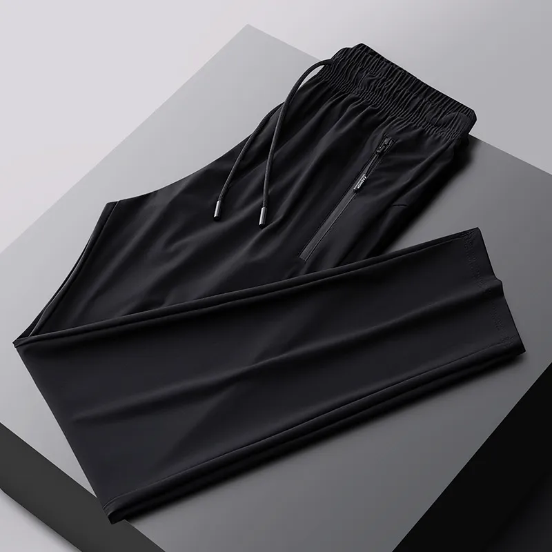 Men's Stretch Sports Pants - Summer Thin Ice Silk, Large Size, Straight Leg, Quick-Drying, Casual, Breathable Trousers for Active Wear thumbnail 10