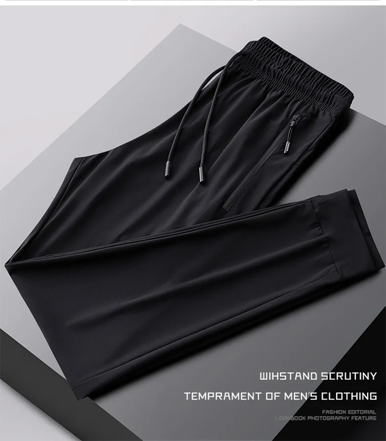 Men's Stretch Sports Pants - Summer Thin Ice Silk, Large Size, Straight Leg, Quick-Drying, Casual, Breathable Trousers for Active Wear showcase 11