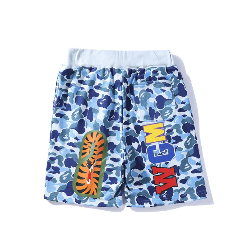 Men's Camouflage Shark Print Shorts Summer Cotton Terry Cloth Straight Leg Casual Shorts Streetwear showcase 13