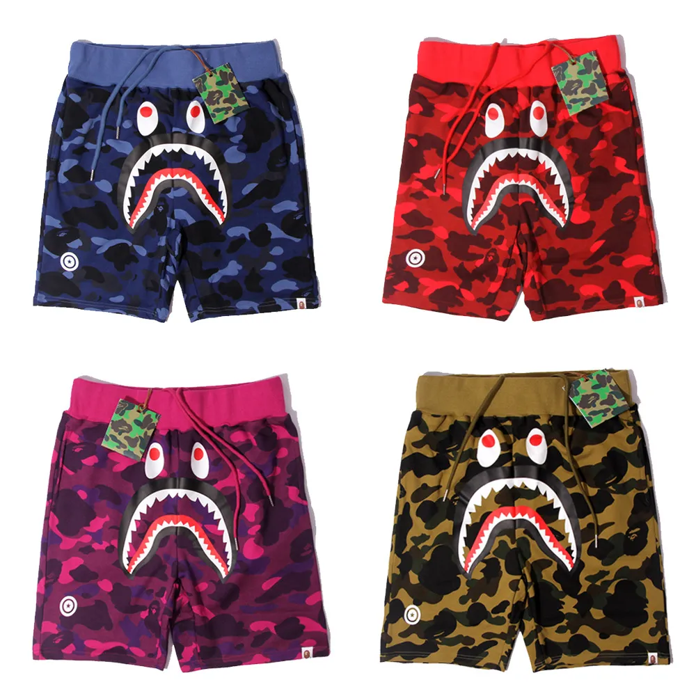 Men's Camouflage Shark Print Shorts Summer Cotton Terry Cloth Straight Leg Casual Shorts Streetwear thumbnail 1