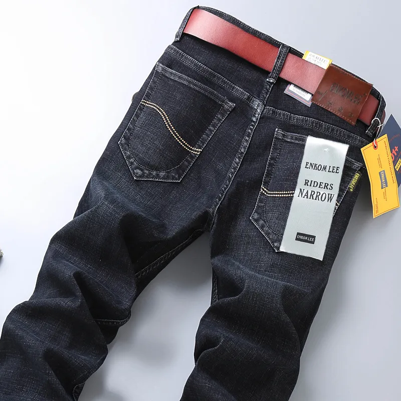 Men's Stretch Jeans Casual Versatile High Waist Loose Fit Business Pants Autumn Winter Trousers Denim Jeans for Men thumbnail 7
