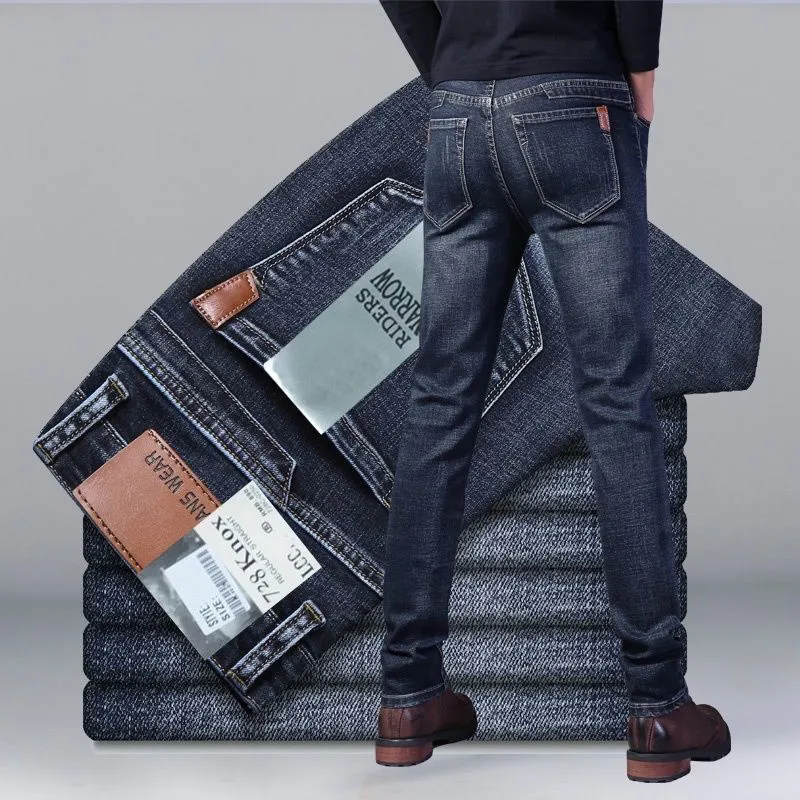 Men's Stretch Jeans Casual Versatile High Waist Loose Fit Business Pants Autumn Winter Trousers Denim Jeans for Men thumbnail 4
