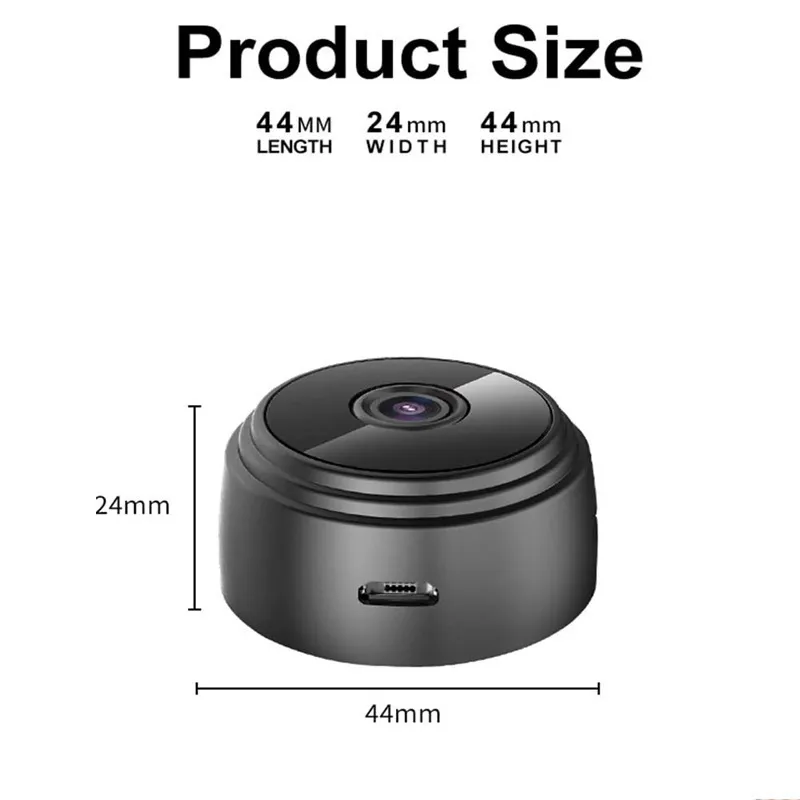 A9 Mini Wireless WiFi Security Camera - Wide Angle HD 1080P Indoor/Outdoor Surveillance Camera for Home Security and Remote Monitoring thumbnail 3