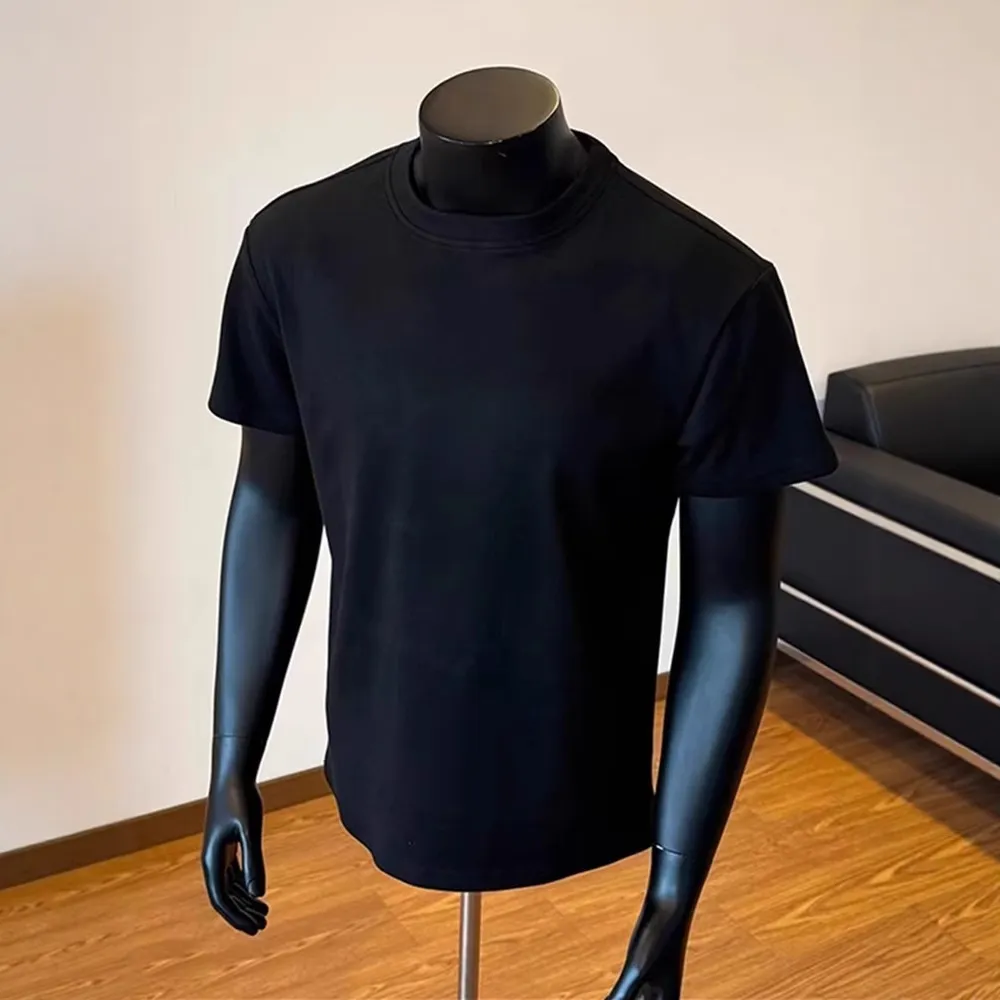 Men's Black Loose Fit Short Sleeve T-Shirt - Summer American High Street Style - Regular Shoulder, Cleanfit, Cool & Handsome thumbnail 1