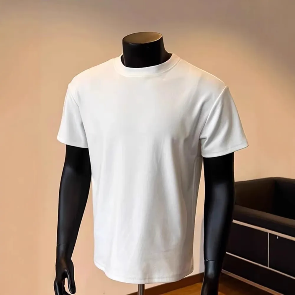 Men's Black Loose Fit Short Sleeve T-Shirt - Summer American High Street Style - Regular Shoulder, Cleanfit, Cool & Handsome thumbnail 6