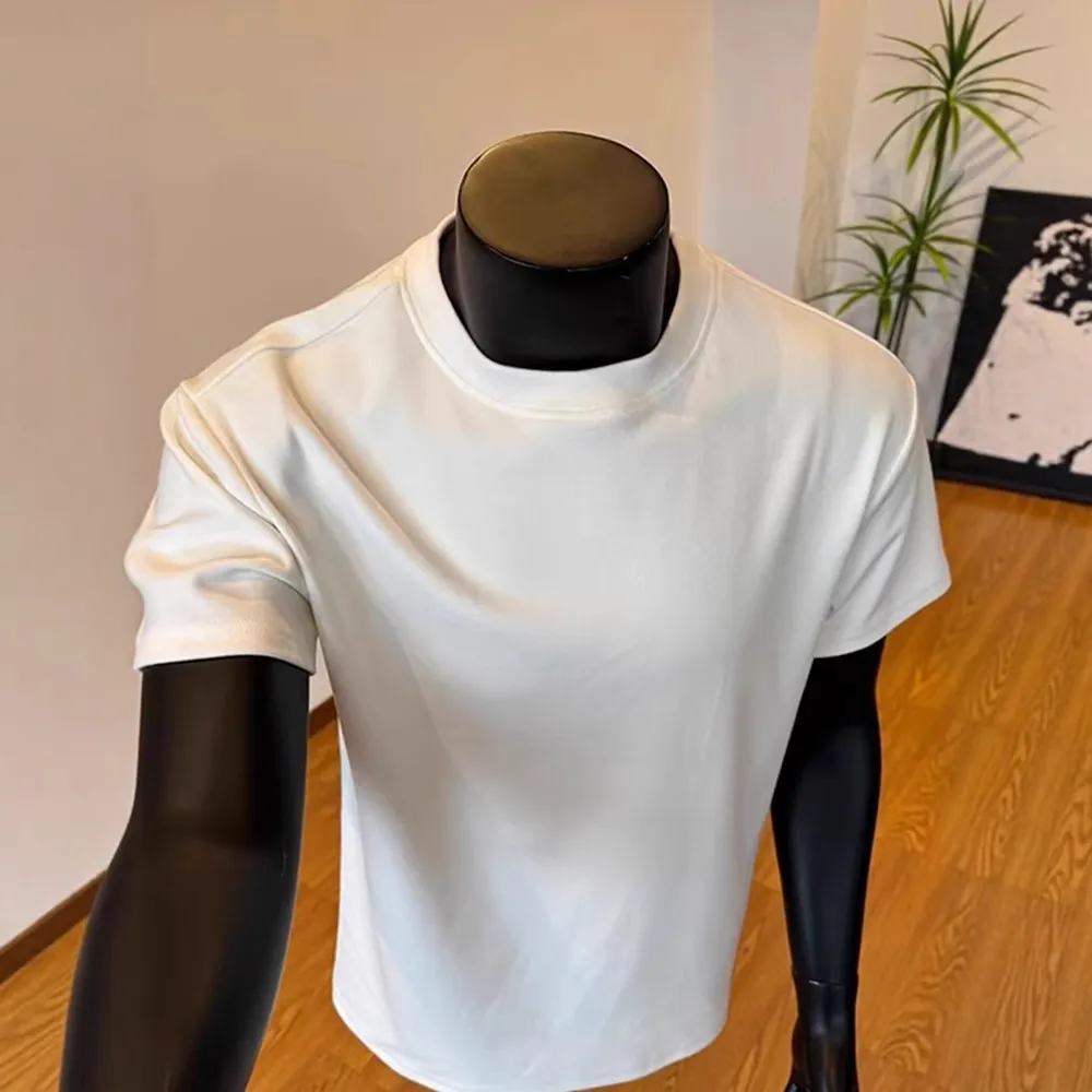 Men's Black Loose Fit Short Sleeve T-Shirt - Summer American High Street Style - Regular Shoulder, Cleanfit, Cool & Handsome thumbnail 3