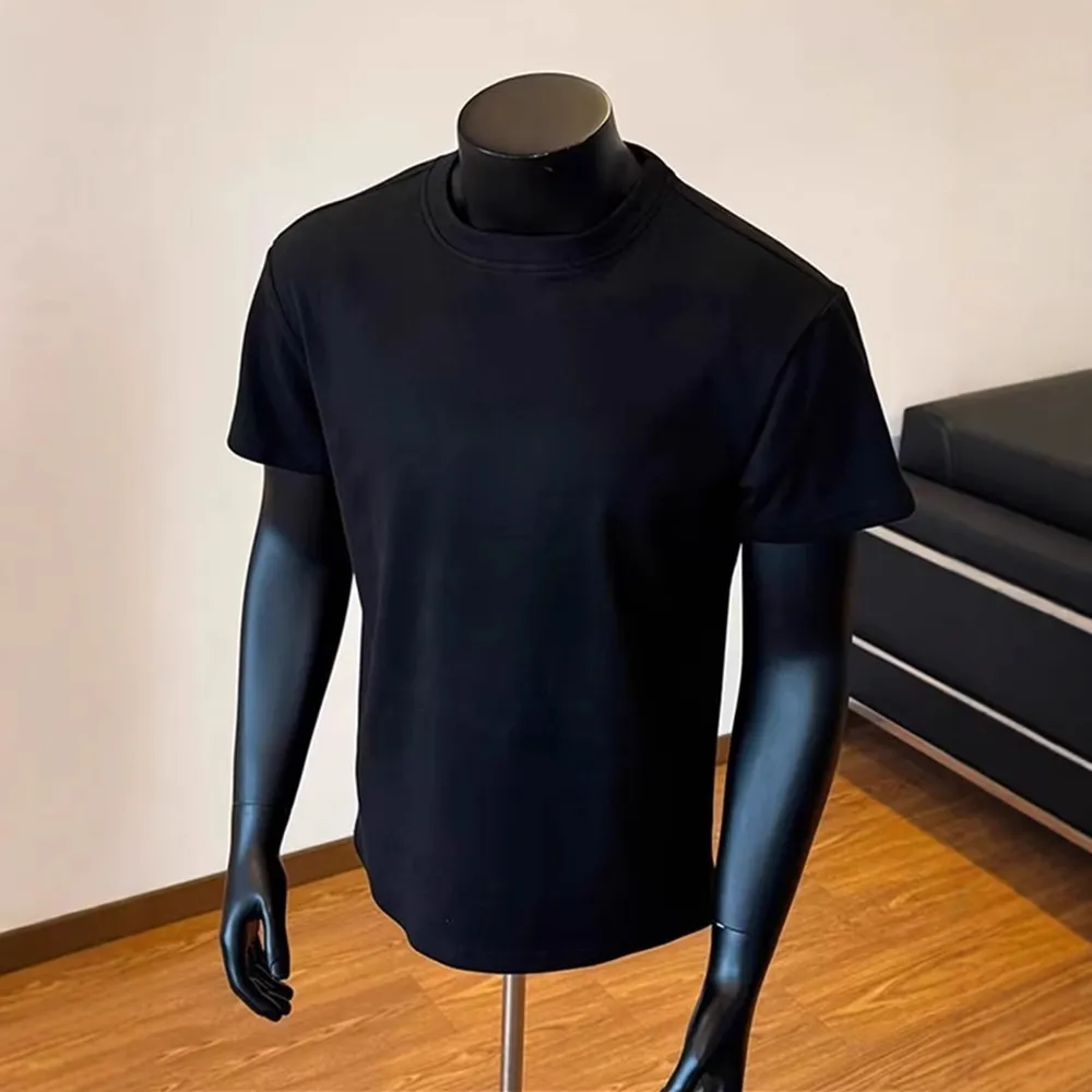 Men's Black Loose Fit Short Sleeve T-Shirt - Summer American High Street Style - Regular Shoulder, Cleanfit, Cool & Handsome thumbnail 7
