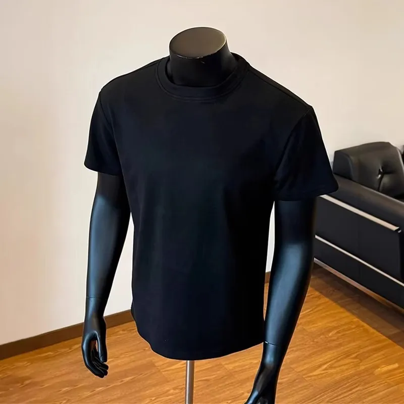 Men's Black Loose Fit Short Sleeve T-Shirt - Summer American High Street Style - Regular Shoulder, Cleanfit, Cool & Handsome showcase 6