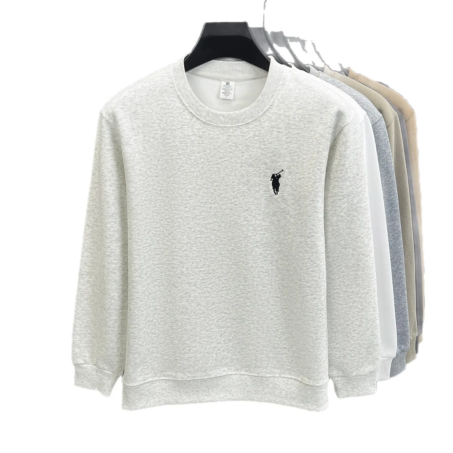 Men's Embroidered Sweatshirt Heavyweight 380g Cotton Blend Crew Neck Long Sleeve Pullover Casual Spring Fashion Top for Men thumbnail 5