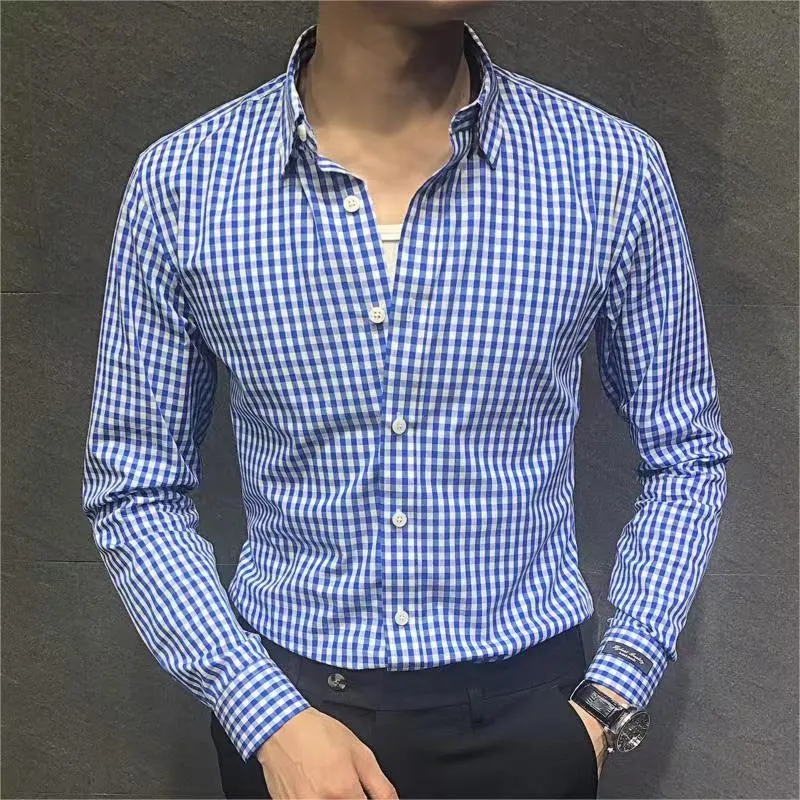 Men's Striped Long Sleeve Shirt 2025 Trendy Brand Loose Fit Korean Style Casual Plaid Shirt Wholesale Middle Aged Men Fashion thumbnail 4