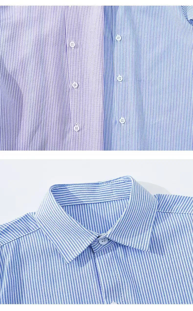 Men's Striped Long Sleeve Shirt 2025 Trendy Brand Loose Fit Korean Style Casual Plaid Shirt Wholesale Middle Aged Men Fashion showcase 16