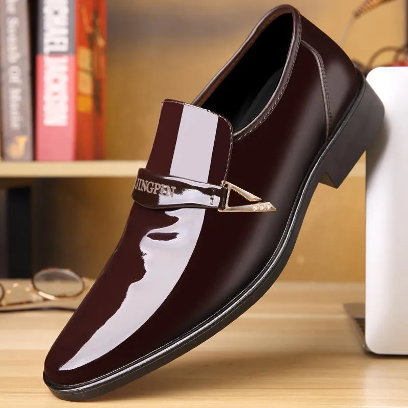 Men's Leather Dress Shoes - Korean Style Fashion Casual Business Shoes - Glossy Patent Leather, Spring 2025 Collection, Wholesale Available thumbnail 7