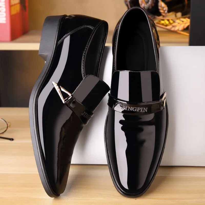 Men's Leather Dress Shoes - Korean Style Fashion Casual Business Shoes - Glossy Patent Leather, Spring 2025 Collection, Wholesale Available thumbnail 2