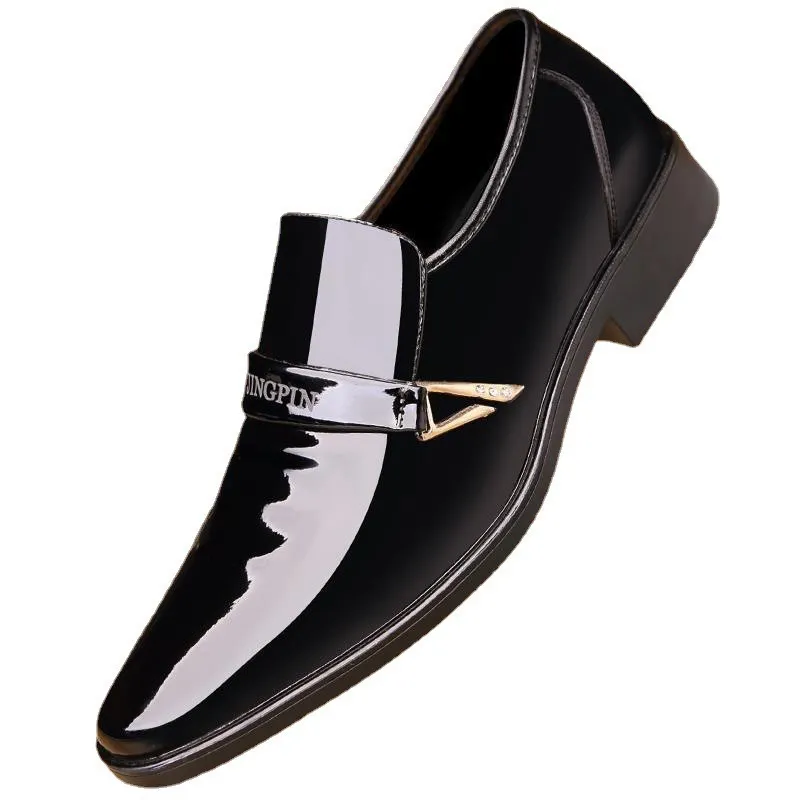 Men's Leather Dress Shoes - Korean Style Fashion Casual Business Shoes - Glossy Patent Leather, Spring 2025 Collection, Wholesale Available thumbnail 5