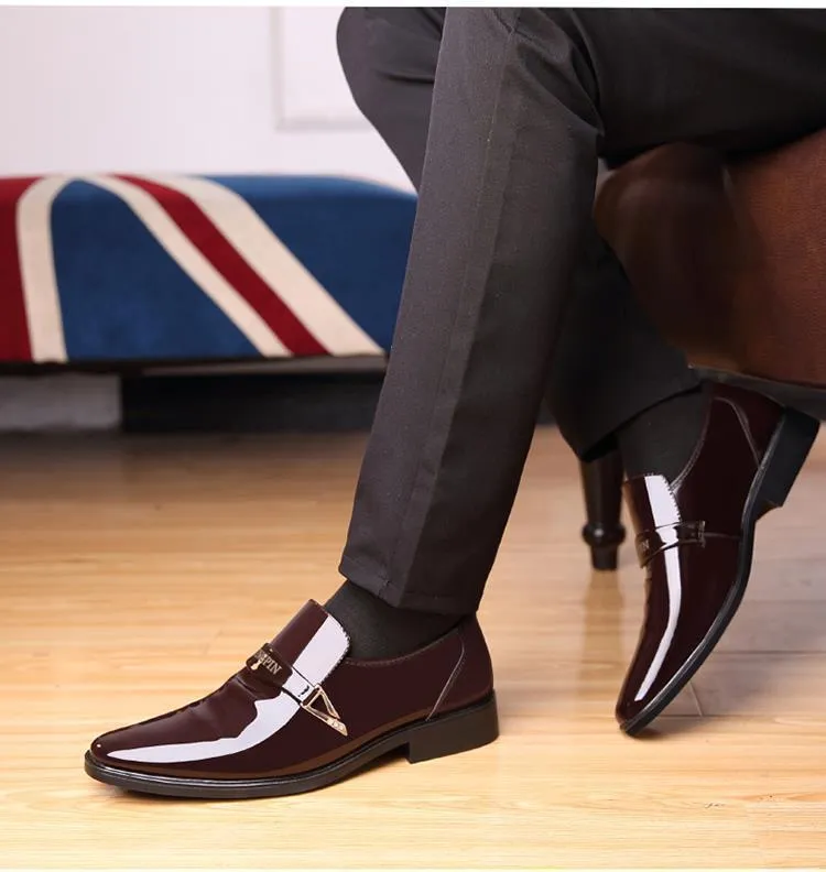 Men's Leather Dress Shoes - Korean Style Fashion Casual Business Shoes - Glossy Patent Leather, Spring 2025 Collection, Wholesale Available showcase 10