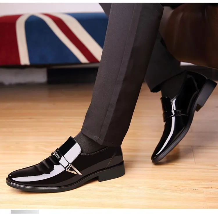 Men's Leather Dress Shoes - Korean Style Fashion Casual Business Shoes - Glossy Patent Leather, Spring 2025 Collection, Wholesale Available showcase 2