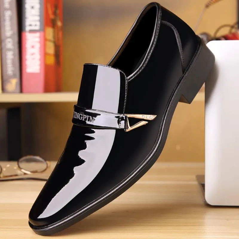 Men's Leather Dress Shoes - Korean Style Fashion Casual Business Shoes - Glossy Patent Leather, Spring 2025 Collection, Wholesale Available thumbnail 6