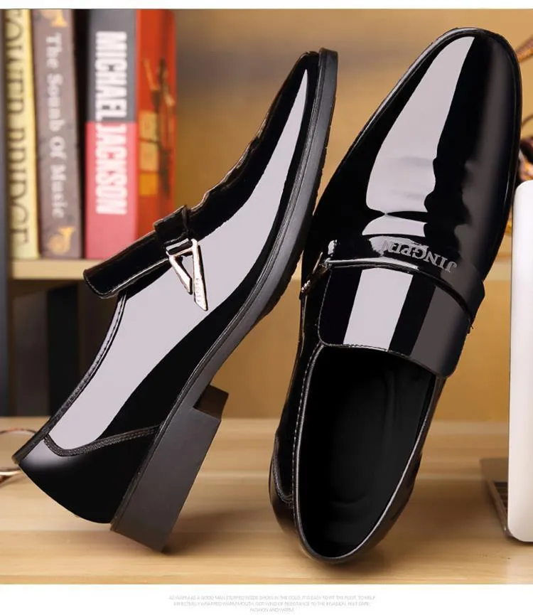 Men's Leather Dress Shoes - Korean Style Fashion Casual Business Shoes - Glossy Patent Leather, Spring 2025 Collection, Wholesale Available showcase 1