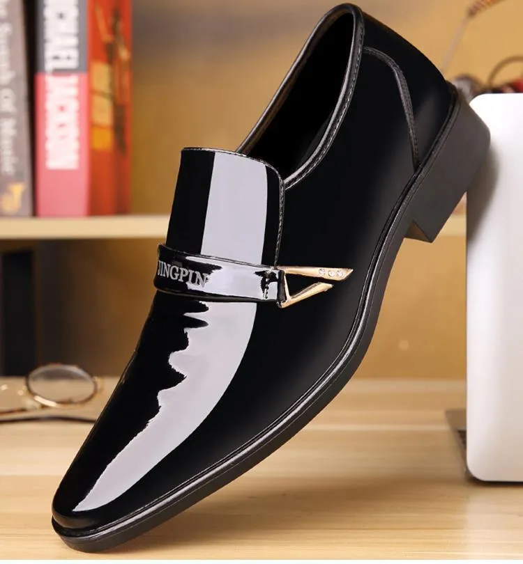Men's Leather Dress Shoes - Korean Style Fashion Casual Business Shoes - Glossy Patent Leather, Spring 2025 Collection, Wholesale Available showcase 5