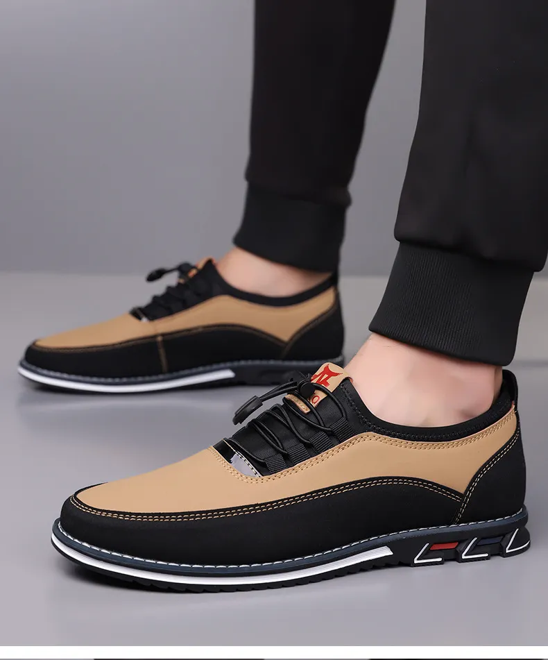 Men's Leather Slip-On Loafers Large Size Casual Shoes - Comfortable Elastic Band Design, Sizes 48-53 showcase 3