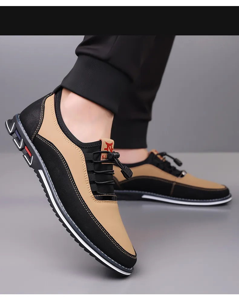 Men's Leather Slip-On Loafers Large Size Casual Shoes - Comfortable Elastic Band Design, Sizes 48-53 showcase 10