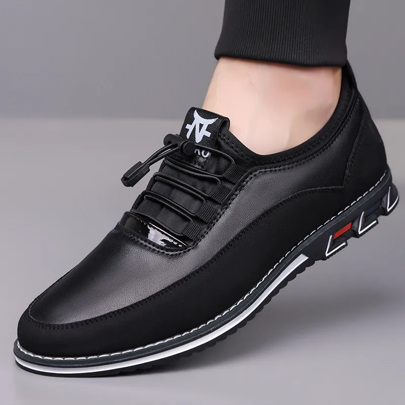 Men's Leather Slip-On Loafers Large Size Casual Shoes - Comfortable Elastic Band Design, Sizes 48-53 thumbnail 3