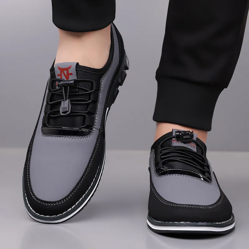Men's Leather Slip-On Loafers Large Size Casual Shoes - Comfortable Elastic Band Design, Sizes 48-53 thumbnail 4