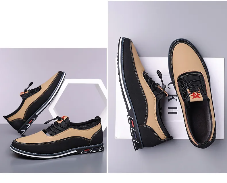 Men's Leather Slip-On Loafers Large Size Casual Shoes - Comfortable Elastic Band Design, Sizes 48-53 showcase 12