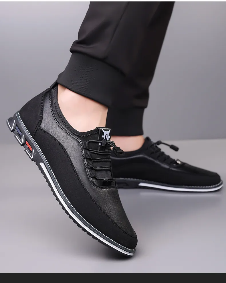 Men's Leather Slip-On Loafers Large Size Casual Shoes - Comfortable Elastic Band Design, Sizes 48-53 showcase 5