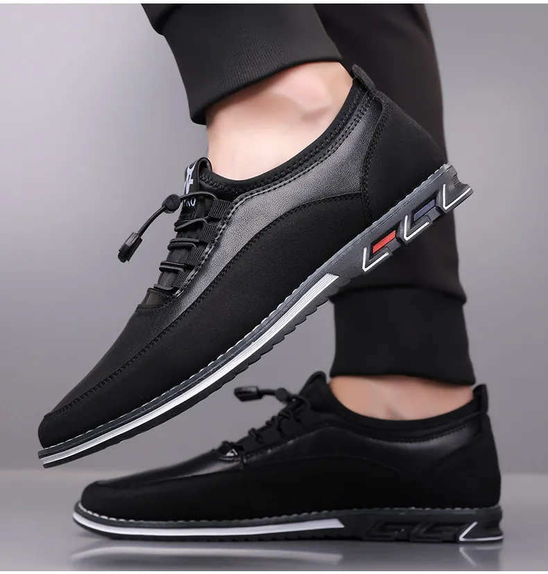 Men's Leather Slip-On Loafers Large Size Casual Shoes - Comfortable Elastic Band Design, Sizes 48-53 showcase 17