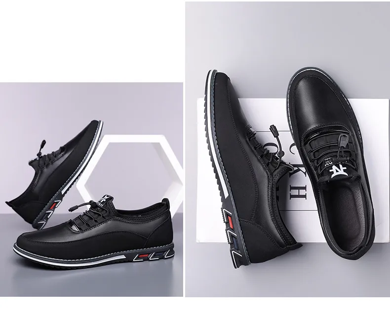 Men's Leather Slip-On Loafers Large Size Casual Shoes - Comfortable Elastic Band Design, Sizes 48-53 showcase 18