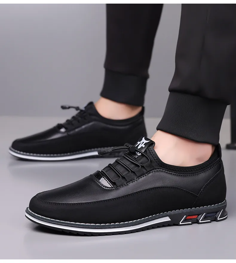 Men's Leather Slip-On Loafers Large Size Casual Shoes - Comfortable Elastic Band Design, Sizes 48-53 showcase 16