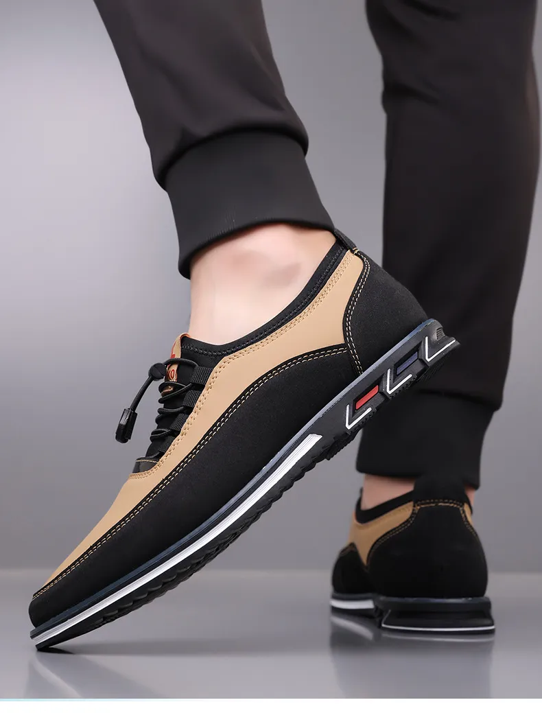 Men's Leather Slip-On Loafers Large Size Casual Shoes - Comfortable Elastic Band Design, Sizes 48-53 showcase 4