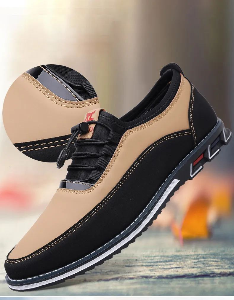 Men's Leather Slip-On Loafers Large Size Casual Shoes - Comfortable Elastic Band Design, Sizes 48-53 showcase 1
