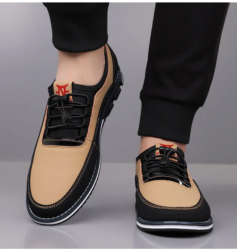 Men's Leather Slip-On Loafers Large Size Casual Shoes - Comfortable Elastic Band Design, Sizes 48-53 showcase 11